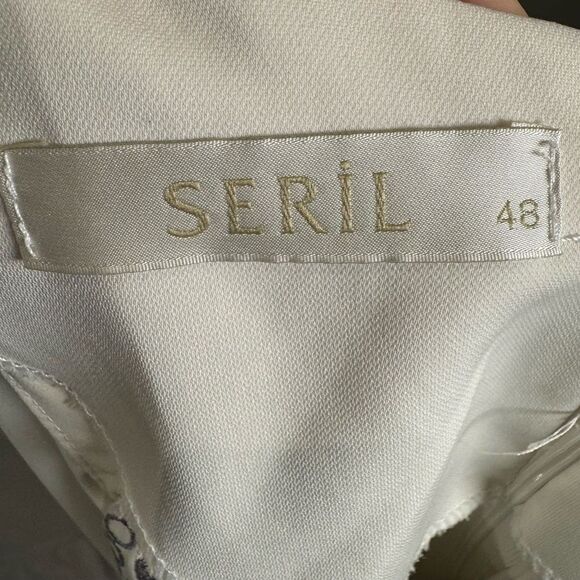 Seril Ivory and gray long sleeve tunic blouse top size 48 (1XL) - Picture 5 of 6